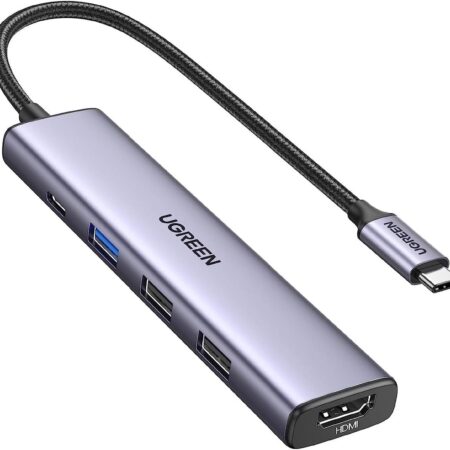 UGREEN 5-in-1 USB-C Hub Revodok 105 – HDMI 4K, PD 100W, USB-A – Grey