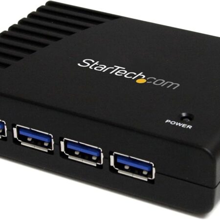 StarTech 4-Port USB 3.0 SuperSpeed Hub with Power Adapter 4 Ports, Black