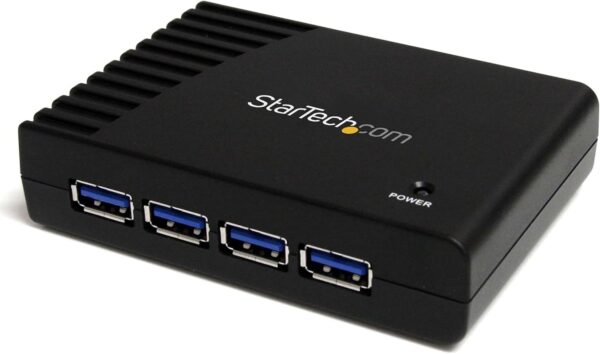 StarTech 4-Port USB 3.0 SuperSpeed Hub with Power Adapter 4 Ports, Black