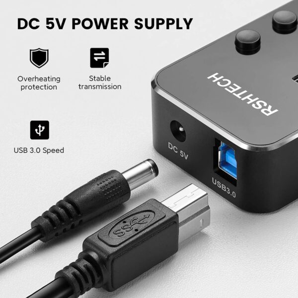 RSHTECH 7-Port USB Hub — USB 3.0, Power Adapter, Individual Switches - Image 4