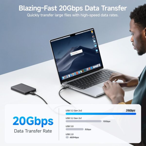 Cable Matters USB-C to USB-C Cable 20Gbps, 6ft - Image 2