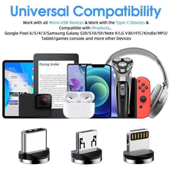 540° Rotating Magnetic Charging Cable – 6-Pack 3-in-1 Set - Image 6