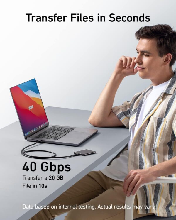 Anker USB-C Cable 240W, 40Gbps, 8K Video – 3.3ft - Image 2