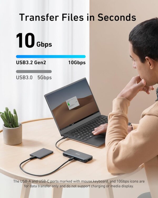 Anker 555 USB-C Hub (8-in-1), with 100W Power Delivery, 4K 60Hz 8-in-1, Gray - Image 3