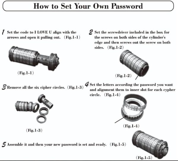 Unique Valentines Gift Cryptex Da Vinci Code Mini Lock Puzzle Bronze - Image 8