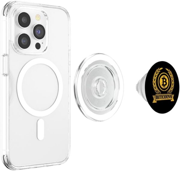 Bitcoin Logo New Crypto Gifts for Men Women PopSockets PopGrip Clear - Image 3