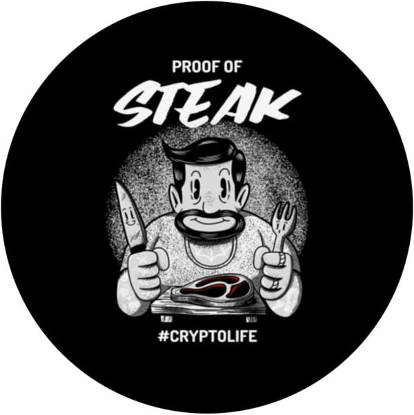 Funny Crypto Art Gift Proof Of Stake Currency Meme PopSockets Black - Image 3