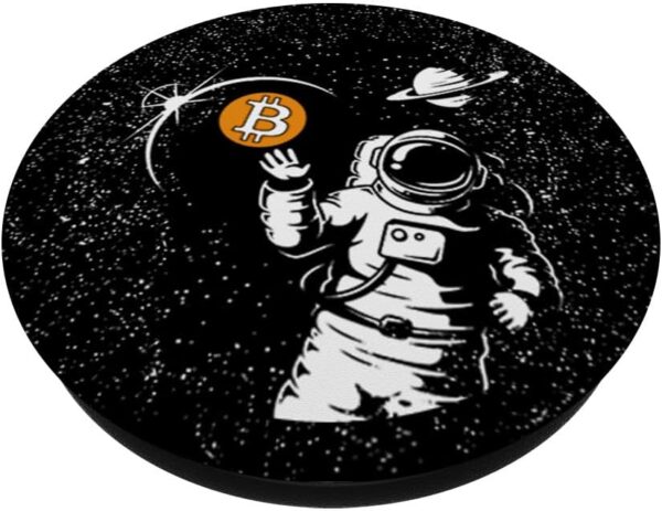 Bitcoin Space Moon BTC Crypto Phone Gift For Men & Women PopSockets Black - Image 2