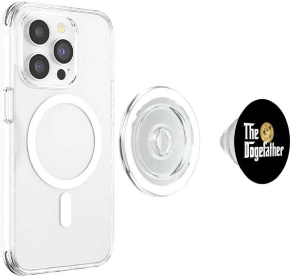 Funny The Dogefather Dad Shiba Inu Doge Dogecoin Crypto Meme PopSockets Clear - Image 3