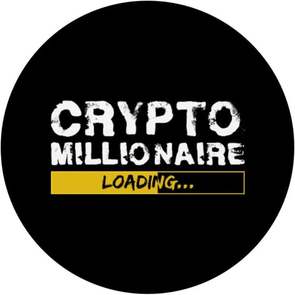 Crypto Millionaire Loading Funny Bitcoin Gift PopSockets Swappable Black - Image 3