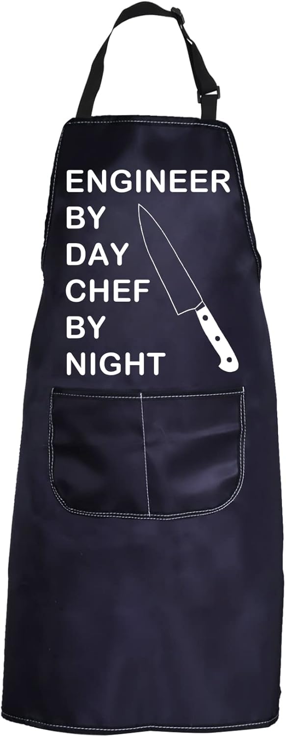 PXTIDY Funny Engineer Gift Kitchen Apron Cooking Lover By Black