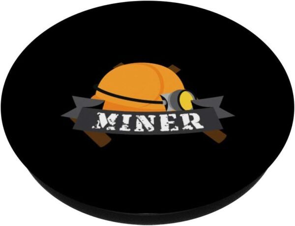 Crypto Miner Mining Concept Artwork Bitcoin Gift PopSockets Swappable Black - Image 2