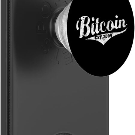 Bitcoin Retro Logo BTC Outline Vintage Crypto Trader Gift PopSockets Black