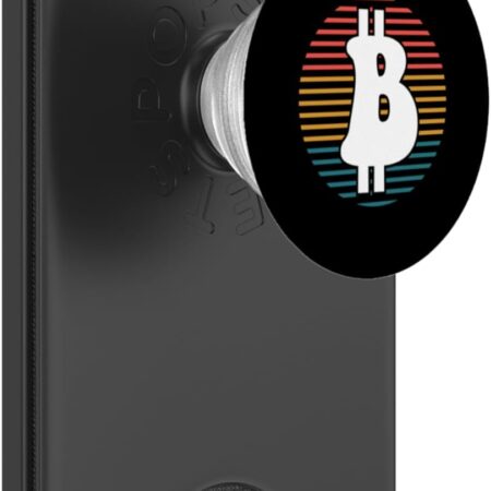 Bitcoin Retro Stripes Funny BTC Crypto Gift PopSockets Black