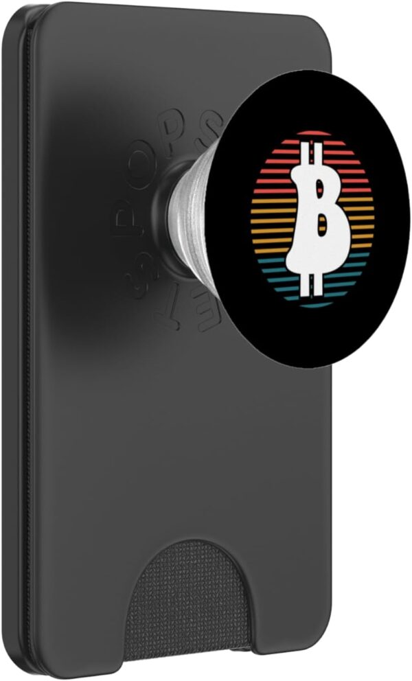 Bitcoin Retro Stripes Funny BTC Crypto Gift PopSockets Black