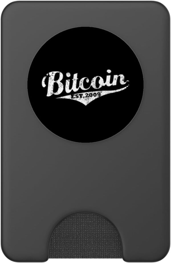 Bitcoin Retro Logo BTC Outline Vintage Crypto Trader Gift PopSockets Black - Image 2