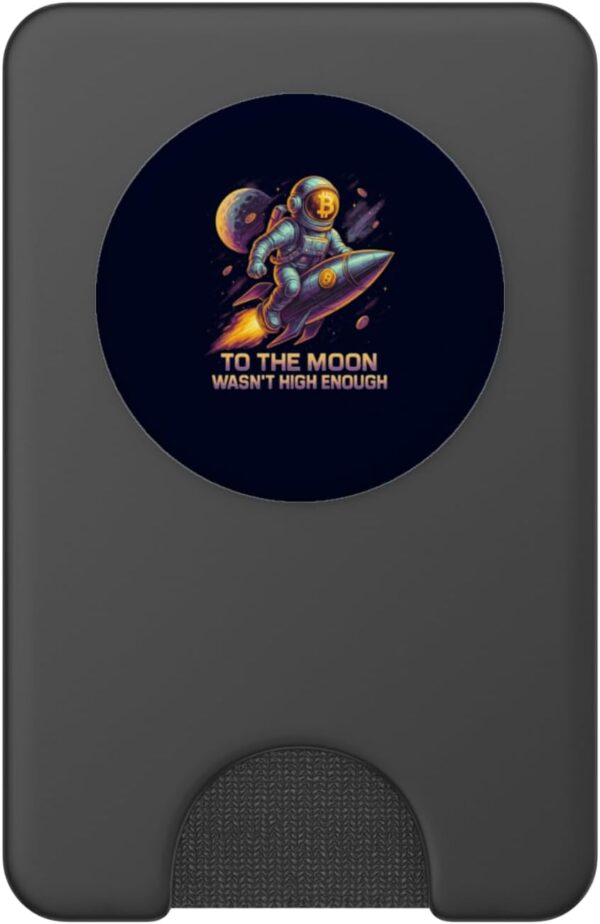 Bitcoin Astronaut Rocket Crypto To The Moon Meme PopSockets PopWallet Black - Image 2