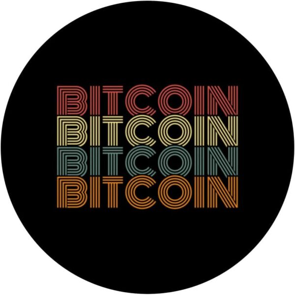 Bitcoin crypto for men funny gift idea retro vintage PopSockets Black - Image 3