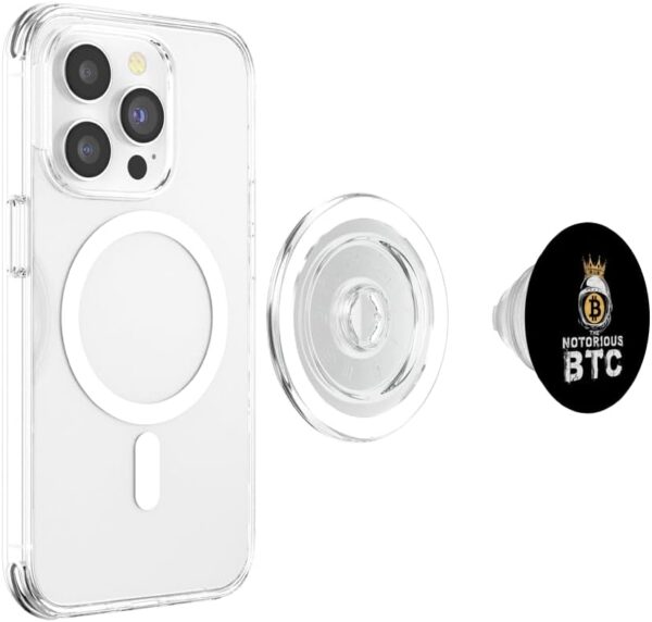 Bitcoin Shirt Gifts Notorious BTC Crown Men Women Crypto PopSockets Clear - Image 3