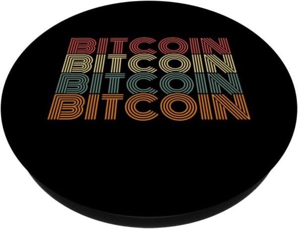 Bitcoin crypto for men funny gift idea retro vintage PopSockets Black - Image 2