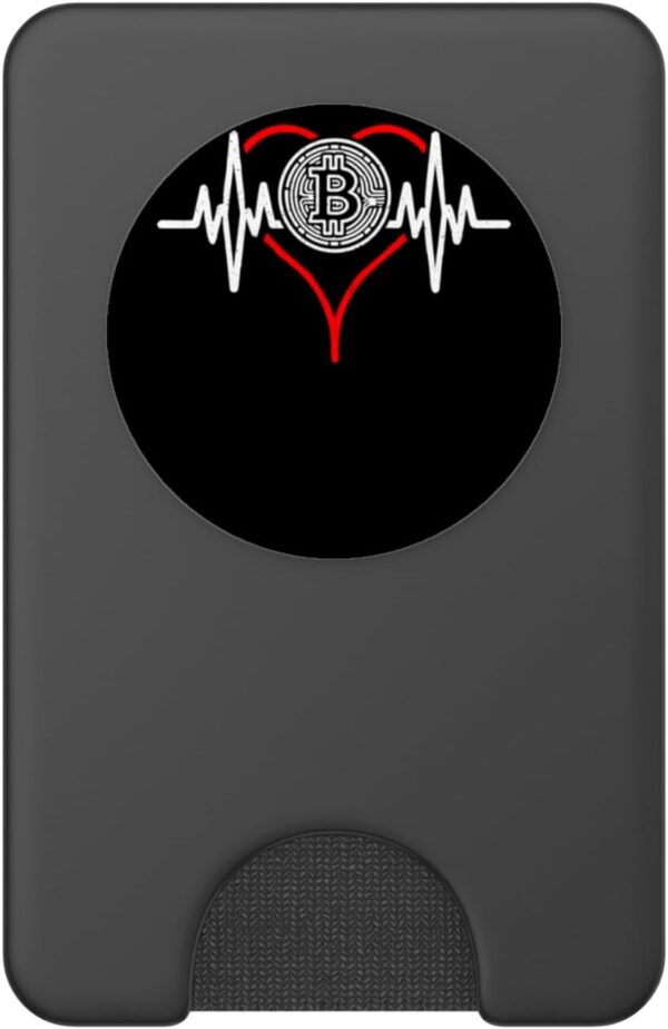 Heartbeat Bitcoin Crypto Trader Investor Gift Boys Girls PopSockets Black - Image 2