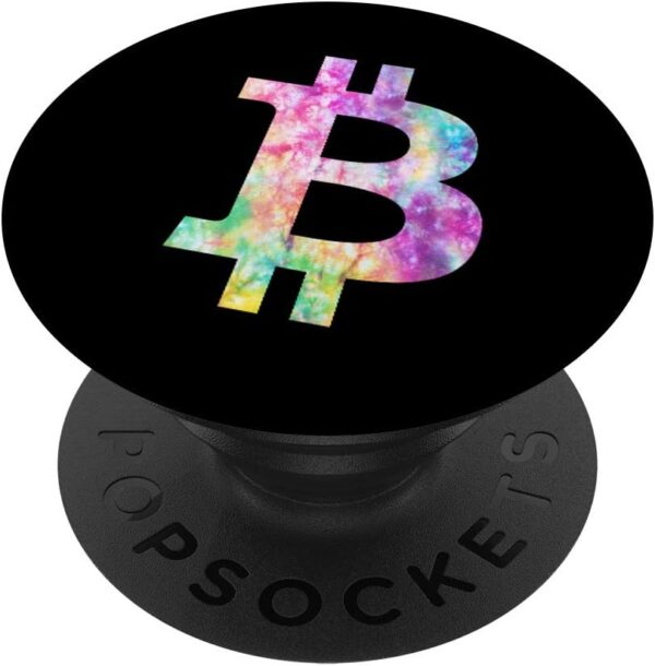 Bitcoin Logo - BTC Tie Dye Vintage Colorful Crypto Gift PopSockets Black