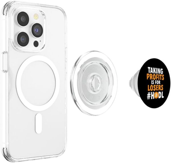Bitcoin Cryptocurrency BTC Crypto Trader Gifts for Men Women PopSockets Clear - Image 3