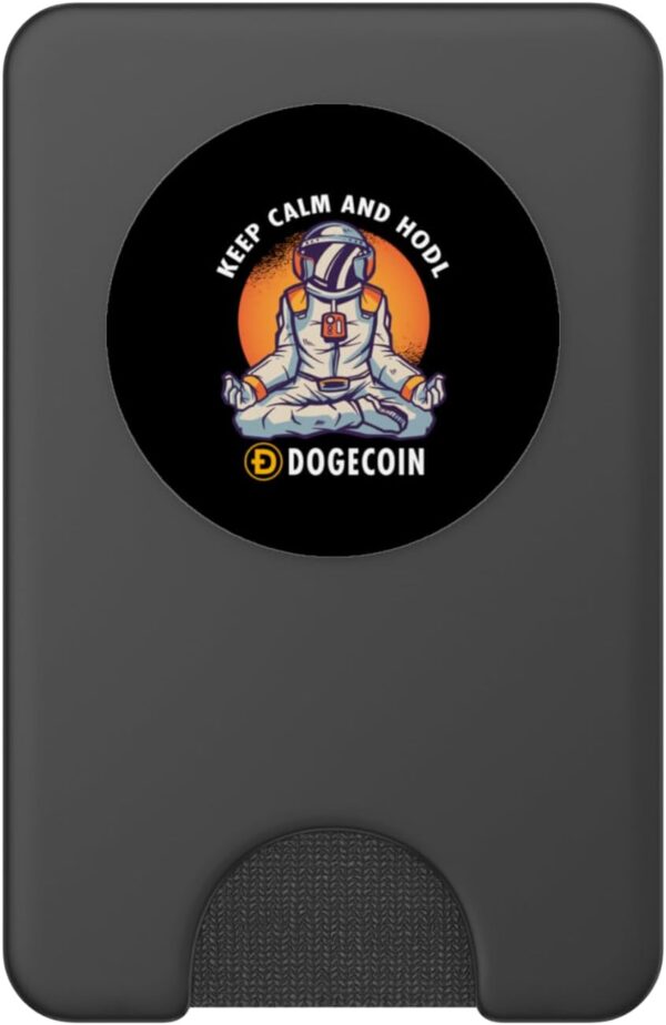 Keep Calm And Hodl Dogecoin Crypto Doge Cryptocurrency Meme PopSockets Black - Image 2