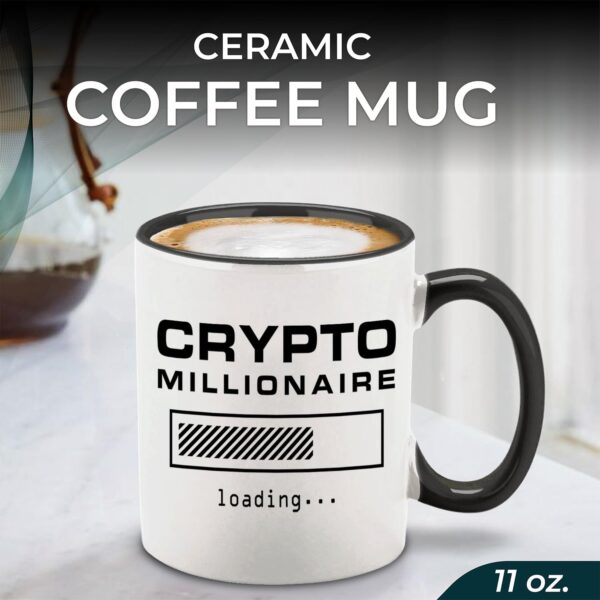 shop4ever Crypto Millionaire Loading... Ceramic Coffee Mug Cup, Black Handle - Image 2