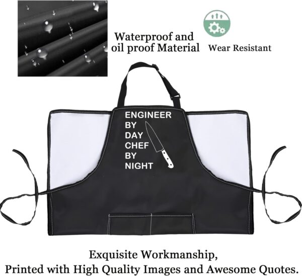 PXTIDY Funny Engineer Gift Kitchen Apron Cooking Lover By Black - Image 4