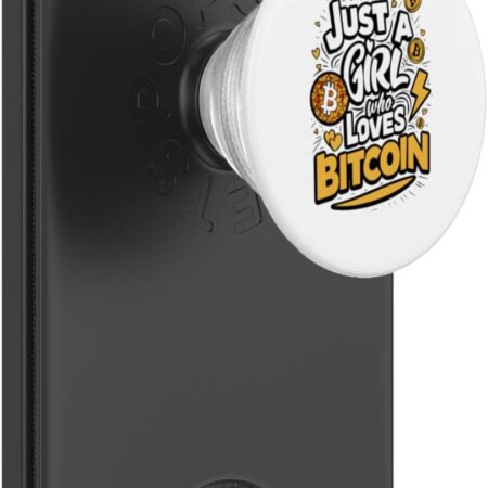 Just A Girl Who Loves Bitcoin Crypto Gifts PopSockets PopWallet for Black