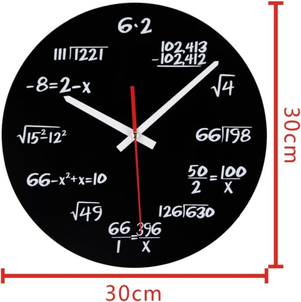 Timelike Unique Wall Clock - Modern Design Novelty Equation Black, White - Image 5