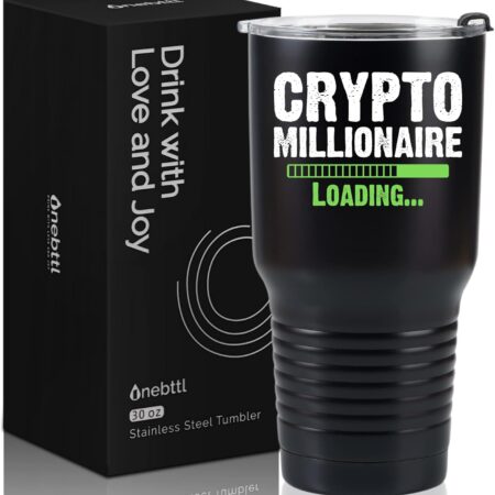 Onebttl Crypto Gifts for Men, Currency 30oz Stainless Black
