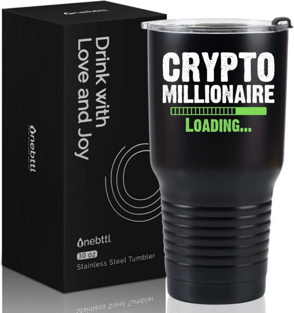 Onebttl Crypto Gifts for Men, Currency 30oz Stainless Black