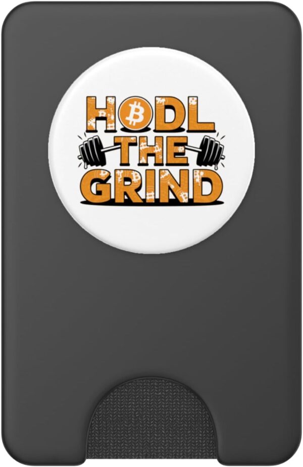 HODL the grind, bitcoin gym life, crypto PopSockets PopWallet Black - Image 2