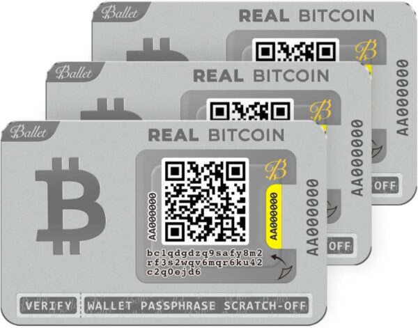 Ballet 3-Pack Gift Set Real Bitcoin - The Easiest Crypto Cold Storage Silver
