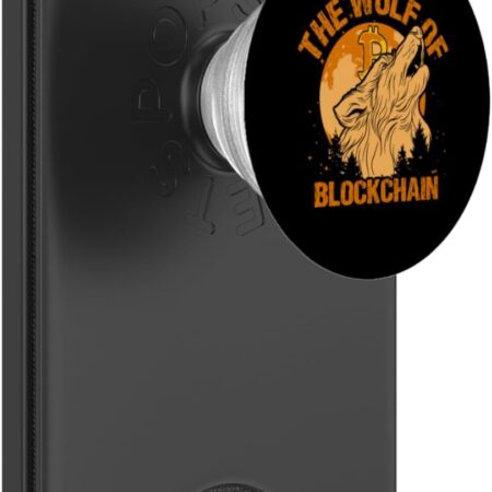The Wolf of Blockchain Bitcoin Funny BTC Crypto Gift PopSockets Black