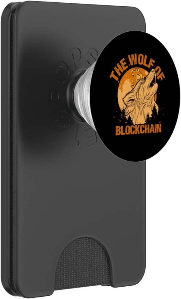 The Wolf of Blockchain Bitcoin Funny BTC Crypto Gift PopSockets Black
