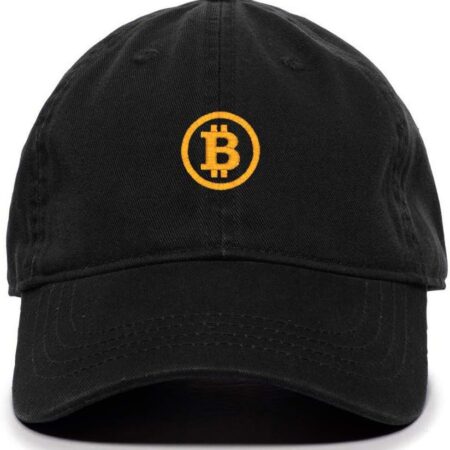 Tech Design Bitcoin Cryptocurrency Baseball Cap Embroidered One Size, Black