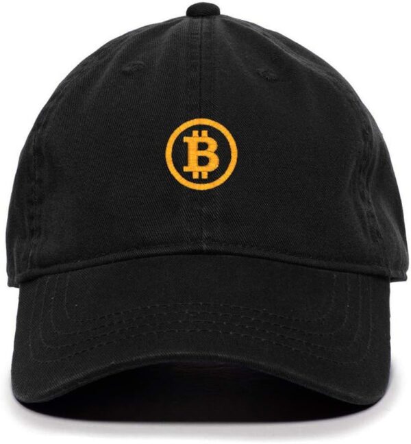 Tech Design Bitcoin Cryptocurrency Baseball Cap Embroidered One Size, Black
