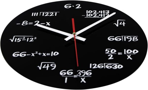 Timelike Unique Wall Clock - Modern Design Novelty Equation Black, White - Image 6