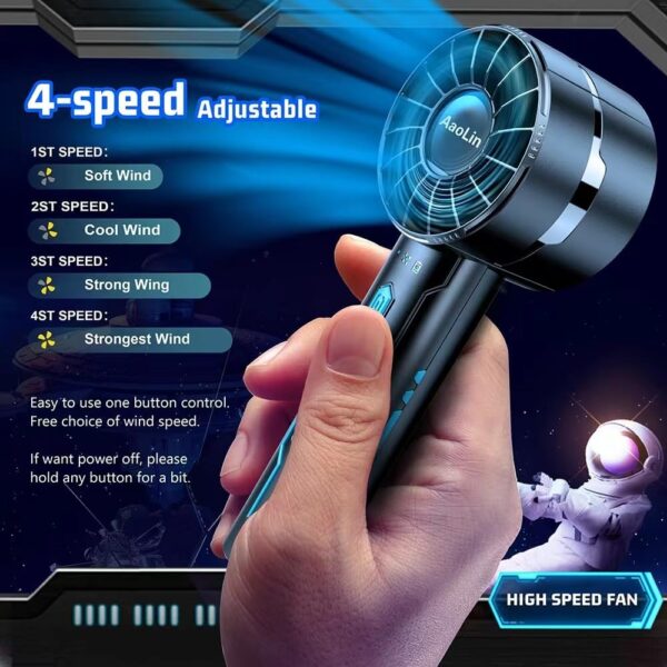 2pcs Portable Handheld Turbo Fan with 7000rpm High-Speed Mini, Black 2 Pack - Image 2