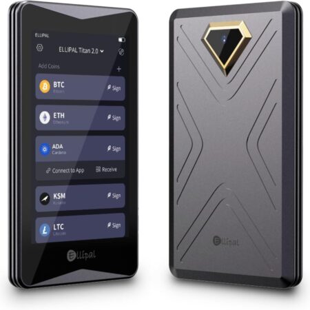 ELLIPAL Titan 2.0 Crypto Cold Wallet, 100% Offline, Air-gapped - Secure Grey