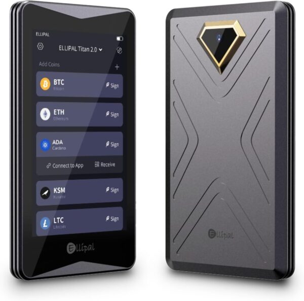ELLIPAL Titan 2.0 Crypto Cold Wallet, 100% Offline, Air-gapped - Secure Grey