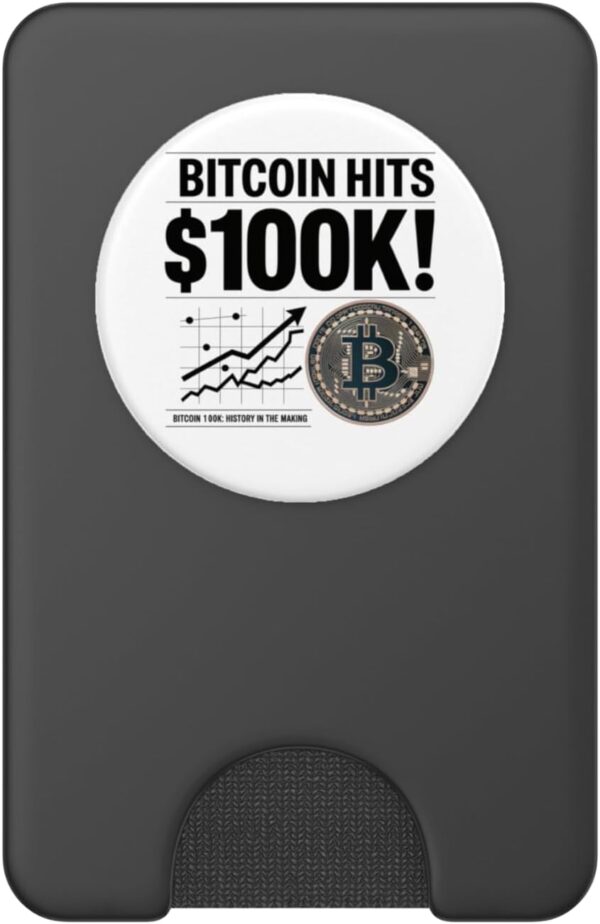celebrating bitcoin at 100k, crypto PopSockets PopWallet for Black - Image 2