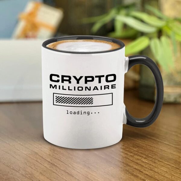 shop4ever Crypto Millionaire Loading... Ceramic Coffee Mug Cup, Black Handle - Image 6