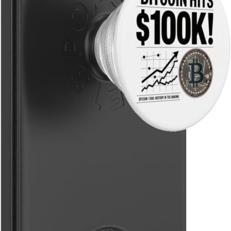 celebrating bitcoin at 100k, crypto PopSockets PopWallet for Black