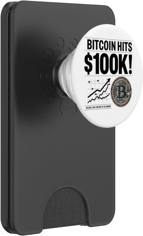 celebrating bitcoin at 100k, crypto PopSockets PopWallet for Black