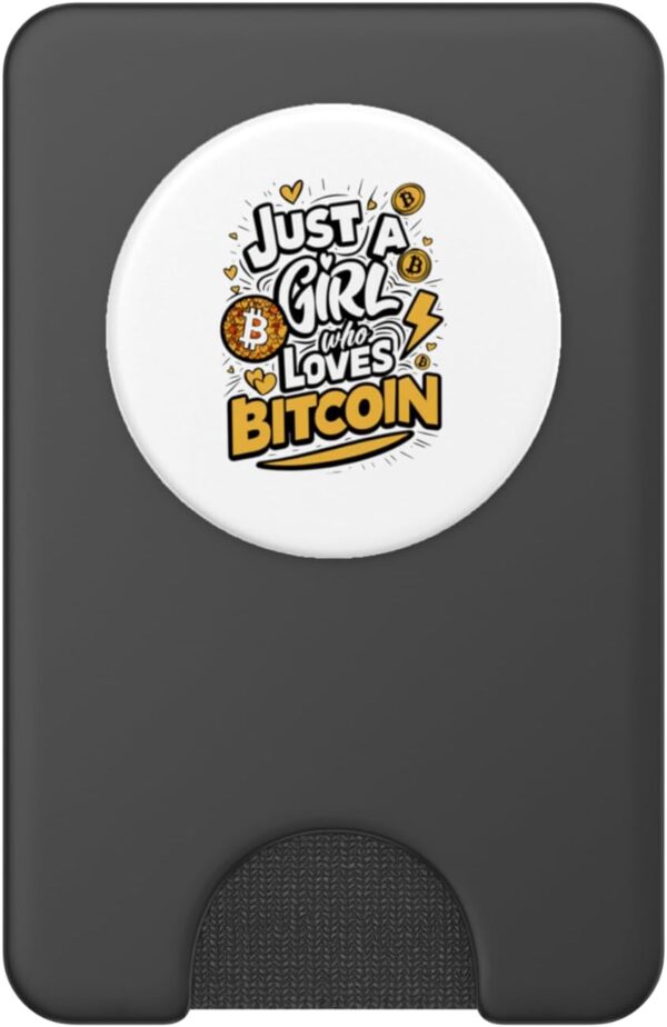 Just A Girl Who Loves Bitcoin Crypto Gifts PopSockets PopWallet for Black - Image 2