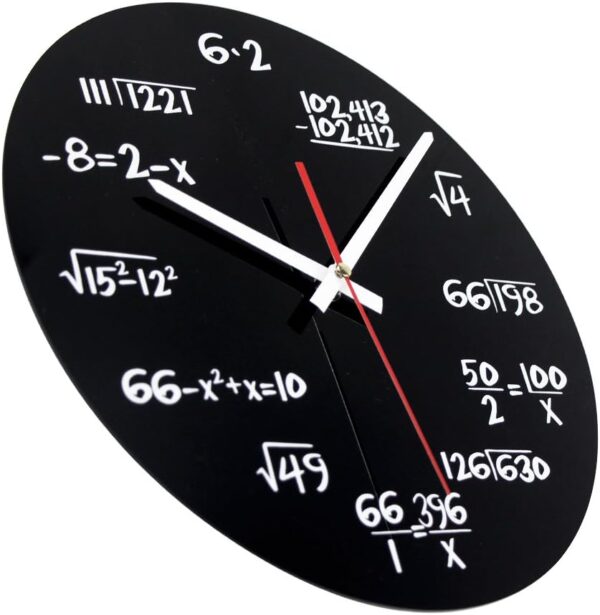 Timelike Unique Wall Clock - Modern Design Novelty Equation Black, White - Image 2